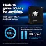 Intel® Core™ Ultra 7 procesador para Equipos de sobremesa 265KF 20 núcleos (8 P-Cores + 12 E-Cores) hasta 5,5 GHz