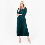 Lovedrobe Women's Midaxi Dress Ladies Emerald Green Pleated Empire A-Line High Waist Tie Neck Wedding Guest Cocktail Evening Prom, Vestido,