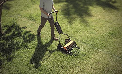 Fiskars Cortacésped StaySharp Max, Cortacésped con sistema de corte sin contacto, Ancho de corte: 46 cm, Negro/Naranja/Plata, 1000591