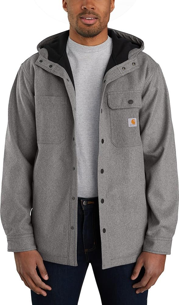 Carhartt Rain Defender Relaxed Fit Heavyweight Hooded Shirt Jac Camisa con Capucha de Peso Pesado, Black Heather, S de los Hombres