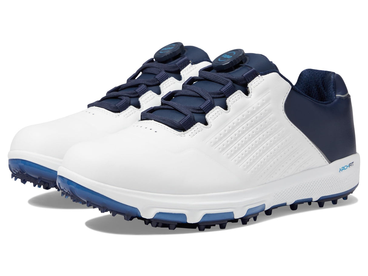 Skechers Herren Pro 6 wasserdichter Golfschuh Sneaker, Weiß/Marineblau/Blau Twist Fit, 43 EU