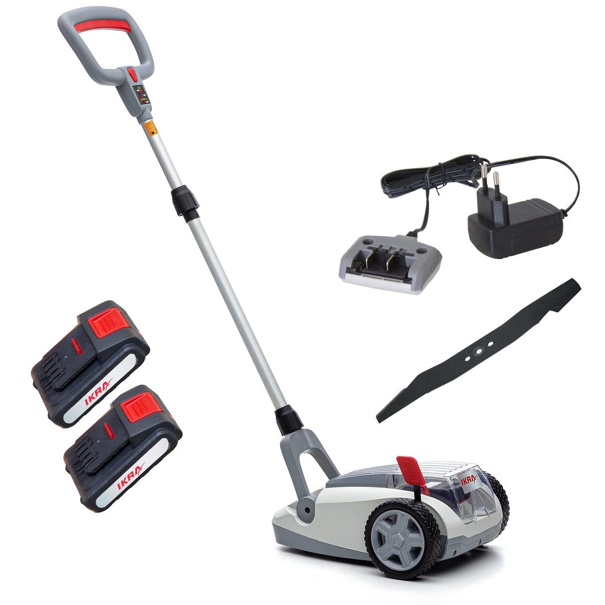 IKRA cortacésped a batería ICHM 20 con función trituradora, para céspedes pequeños de hasta 50 m², incl. 2 baterías, cargador & cuchilla de repuesto