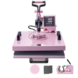 VEVOR 5 en 1 Máquina de Prensado por Calor con Prensa de Vaso de 887ml, 380 x 380 mm, Prensa Térmico con Giro de 360° y Control Digital Preciso para Camisetas, Tazas, Sombreros y Platos, Rosa