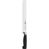 Zwilling 31081261 Cuchillo para jamón de cuatro estrellas con hueco, acero inoxidable especial, fusión especial, plástico, 25 cm, negro