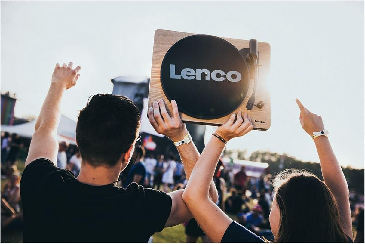 Lenco LS-50 Giradiscos de vinilo con caja de madera y altavoz, USB, conversión de vinilo a digital, cubierta protectora, transmisión por correa, 2 x Stylus (aguja)