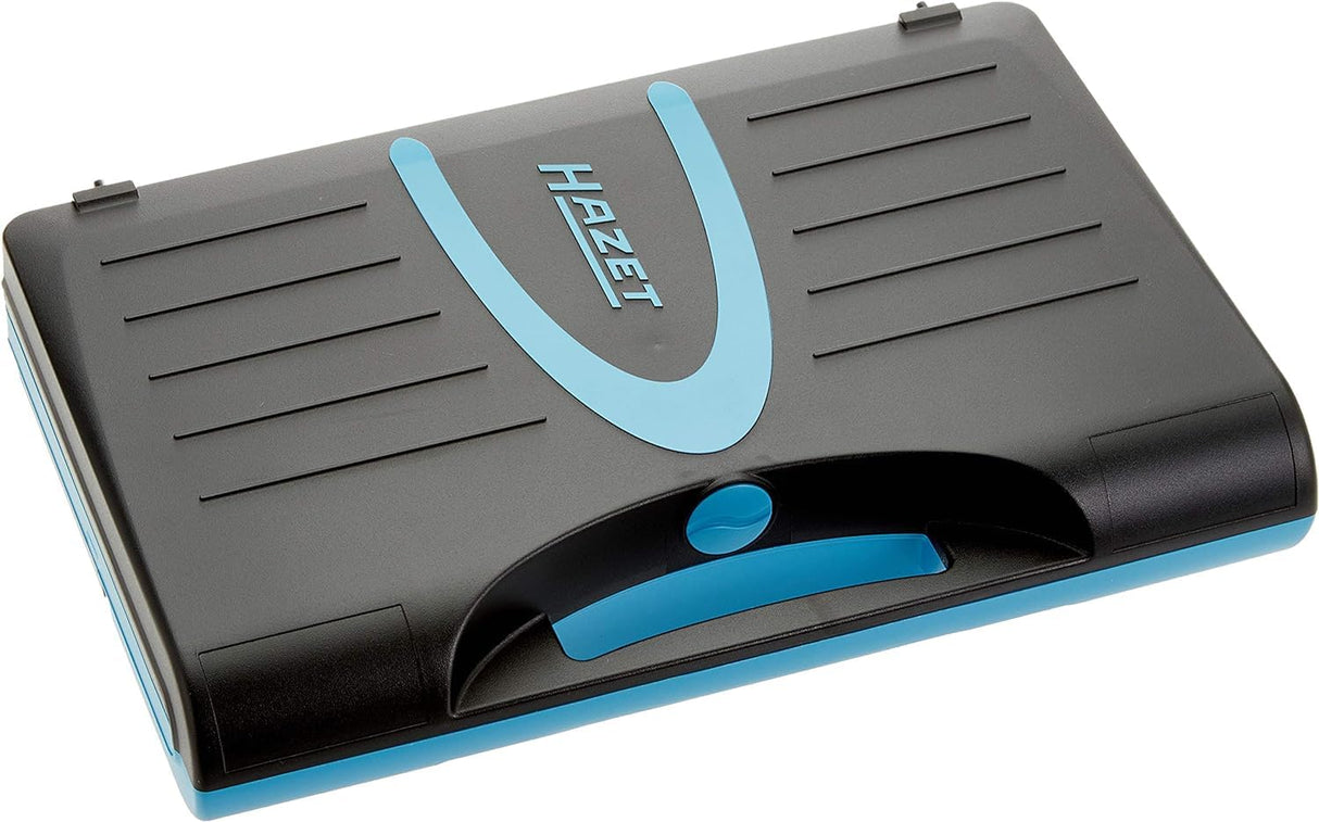 Juego de llaves de carraca HAZET 606N/12 I 12 piezas, en caja de plástico con sistema de seguridad, ancho de llave: 8 - 19 I juego completo para manejo manual