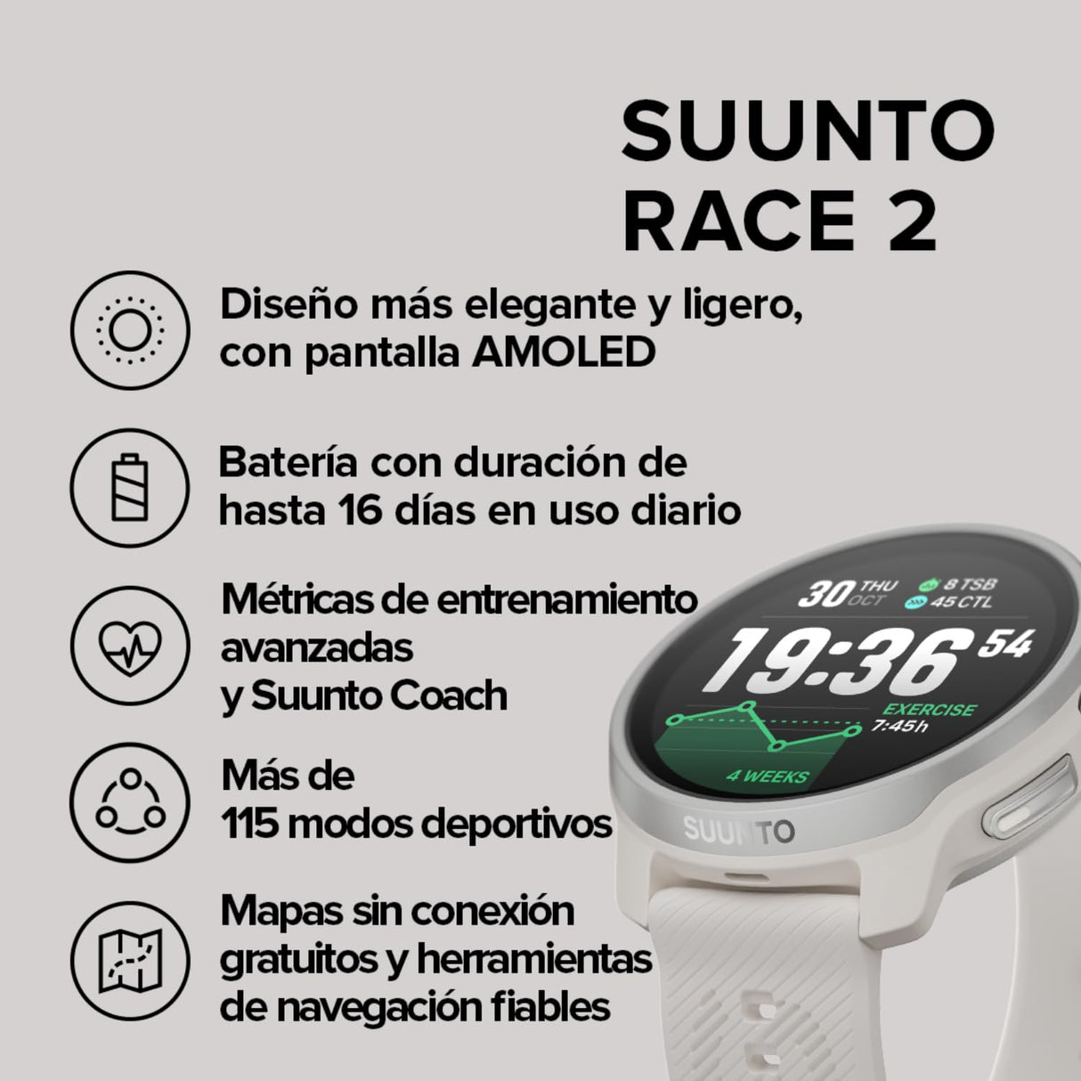 SUUNTO Race 2 Feather Gray