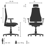 hjh OFFICE 608600 Silla de Oficina Pro-Tec XXL Cuero Negro, Silla giratoria, para Personas Altas, cargable hasta 150 kg