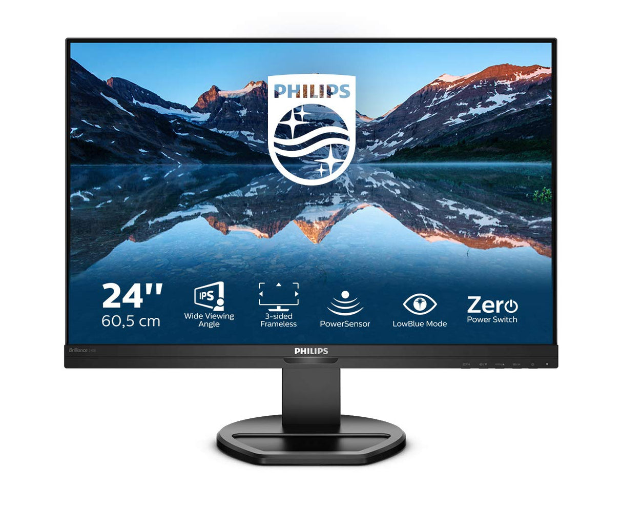 Philips 240B9 Monitor 24 Pulgadas FHD, 75Hz, IPS, 4 ms GtG, Altura Ajustable, Altavoces (1920x1200, 1x HDMI 1.4, 1x DP 1.2, USB-Hub), Negro