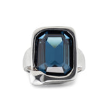 UNO de 50 | Anillo de Aleación Bañado en Plata de Ley | Cristal Facetado | Joya Artesanal | Diseño Creativo