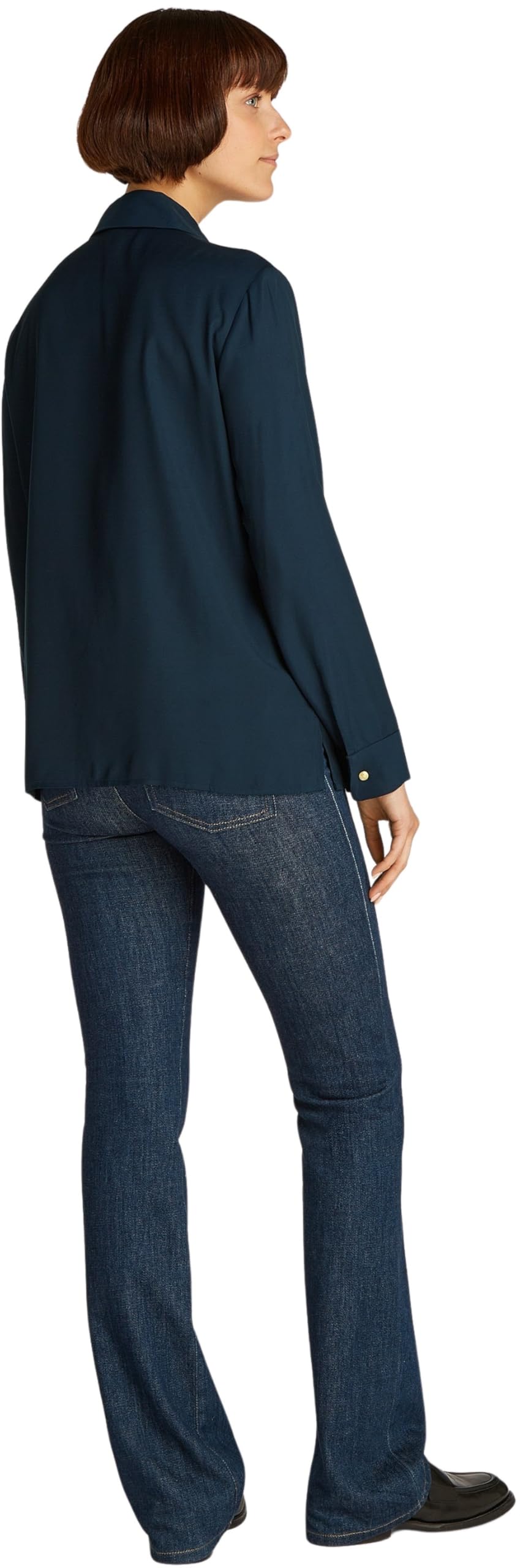 Tommy Hilfiger Camisa Mujer Soft Viscose Regular Fit, Azul (Dark Night Navy), 38