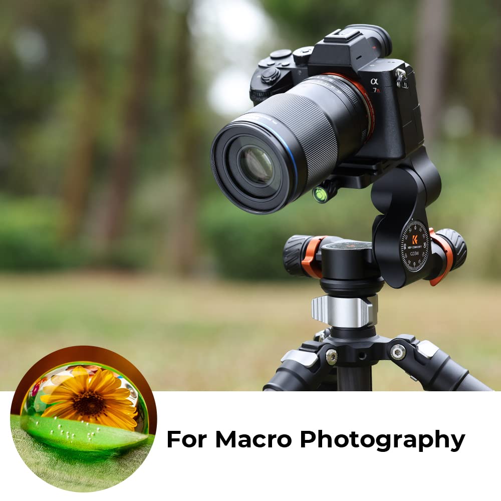 K&F Concept GD-3W Geared Tripod Head, Cabezal de 3 Vías para Trípodes,Cabezal de CNC Process Aluminio para Videocámaras,Equipamiento de Fotografía y Cámara,Creación de Contenidos,Vlogging Carga 6KG