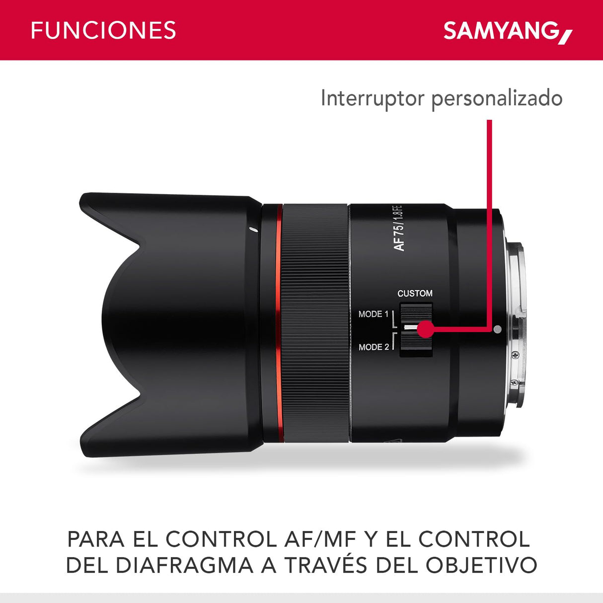 Samyang Objetivo de retratos AF 75 mm F1.8 FE (Pequeño pero absoluto) - Autofoco full frame y APS-C distancia focal fija - Para Sony E Mount A9 II A7 III A7C II A7C R A6600 A6500 A6400 A6300 y más