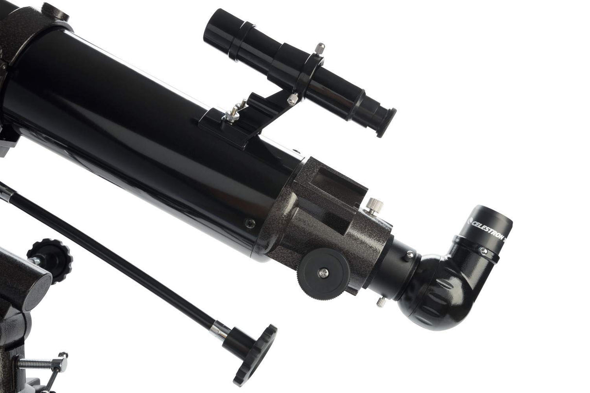 Celestron 21048 PowerSeeker 80EQ Telescopio Refractor: Incluye Dos oculares, Diagonal de Imagen Recta, Lente Barlow de 3 aumentos, trípode Ajustable en Altura y Bandeja de Accesorios de Lujo, Negro