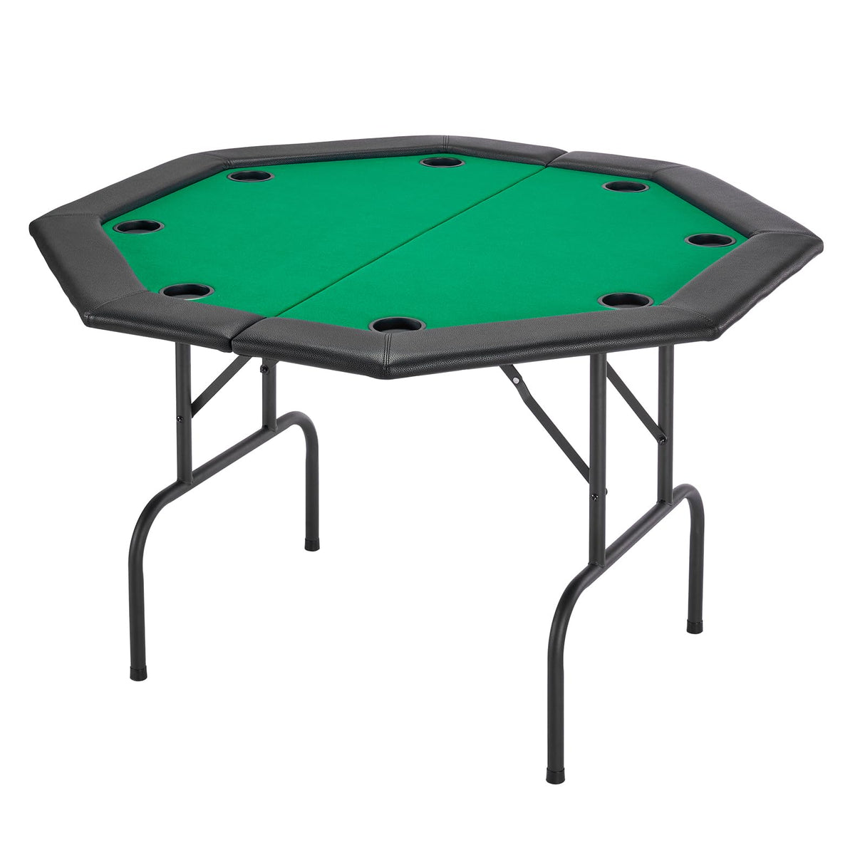 VEVOR Mesa de Póker Plegable, Mesa de Casino Plegable para Ocho Jugadores con Rieles Acolchados y Portavasos, con Patas de Fieltro y Metal, para Texas Hold'em y Blackjack, 1260 x 1260 x 750 mm