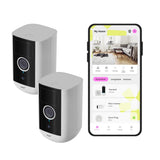 OMAJIN by Netatmo, 2 x Cámara Seguridad Interior Exterior 2K inalámbrica, Visión 140°, IP65 Waterproof, 64 SD/Cloud, Detección Humana/Movimiento, batería 9600mAh, Audio bidireccional, OBU-2OWC