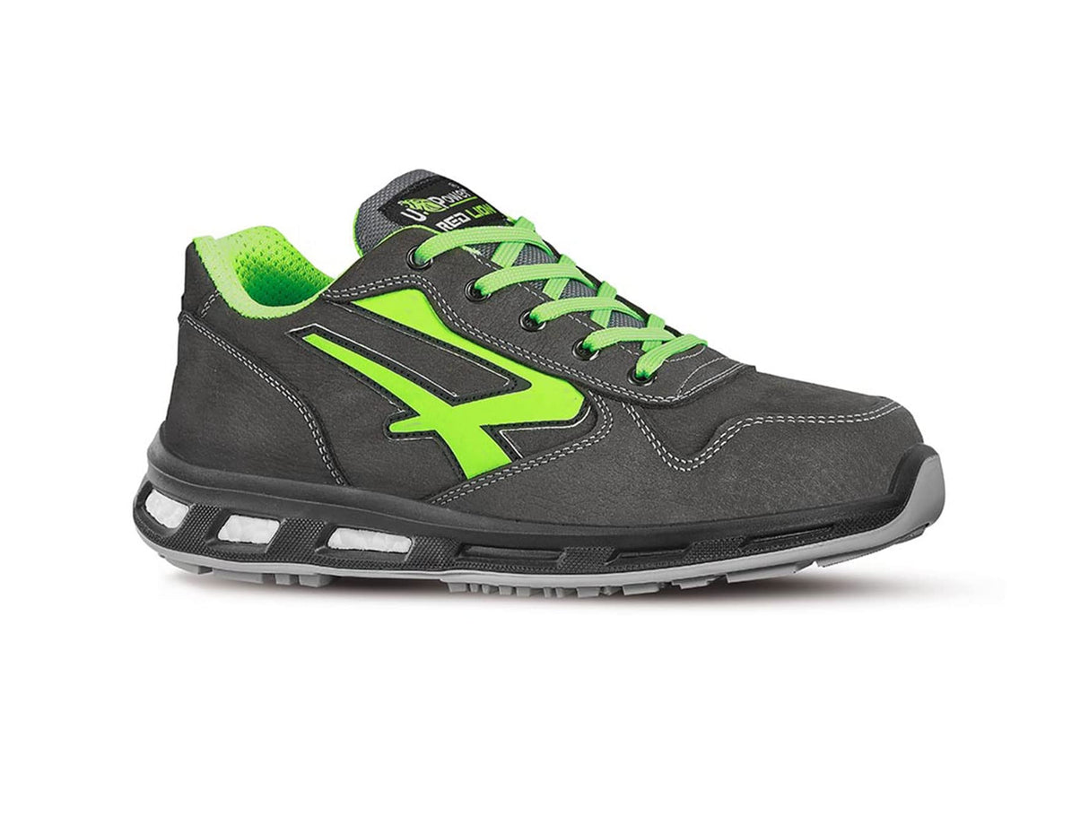 U-Power Red Lion Yoda, Zapatos de Seguridad Unisex, Ligeros, Flexibles, de Cuero antipinchazos, con Inserto Infinergy, con Puntera de Aluminio - Grey & Green 42