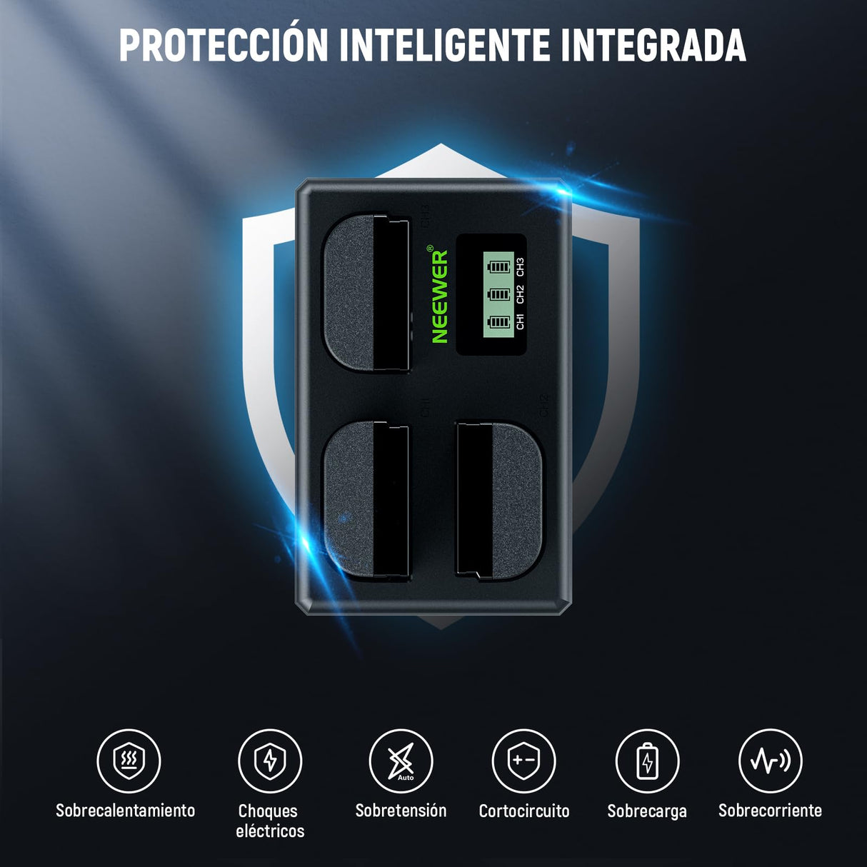 NEEWER Paquete de 3 2200mAh LP-E6P/LP-E6NH/LP-E6N Baterías Repuesto & Cargador Triple USB,Compatible con Canon EOS R5 Mark II EOS R5 EOS R6 EOS R7 EOS R 5D II III IV 6D 6D II 7D 7D II 60D 70D 80D 90D