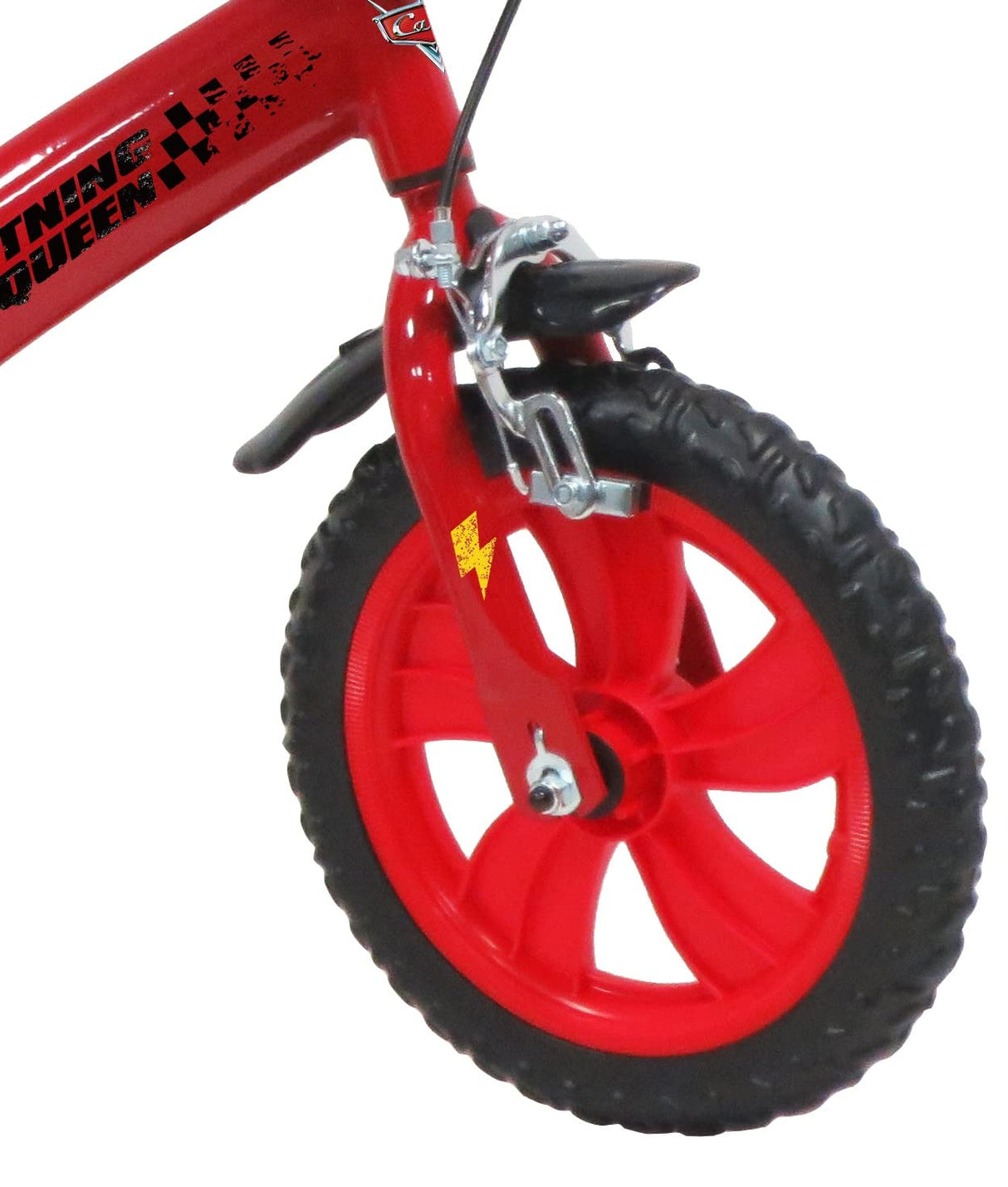 A.T.L.A.S. Bicicleta de 12'' Spiderman Equipada con 1 Freno, Placa Delantera Decorativa, Guardabarros, cárter y estabilizadores Cars niño, Rojo