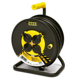 Enrollacable eléctrico profesional, 4 tomas y enchufe schuko, H07RN-F3G2.5MM2, 40M, GS (TUV), IP44.
