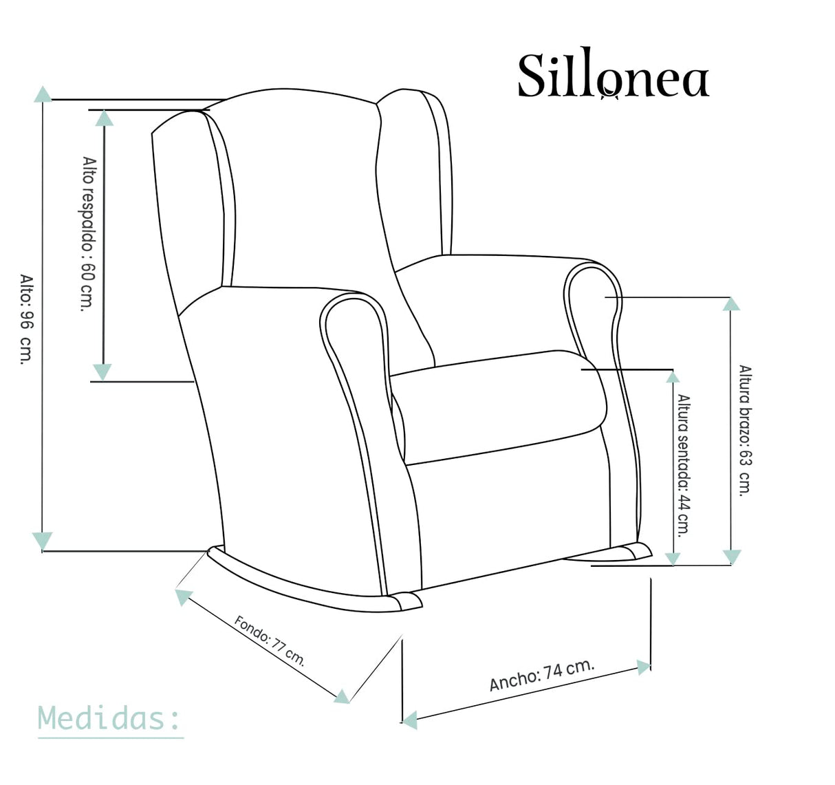 Sillonea - Sillón de Lactancia Roma con Balanceo para Amamantar - Butaca Ergonómica y Compacta con Antimanchas Habitación del Bebé (Gris, Madera Lacada Blanca, 96x74x77 cm)