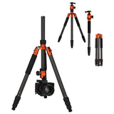 Rollei C6i Carbon - Trípode para Fotos (Compacto, Ligero, 3 en 1 con rótula Arca Swiss de Bola, monopod, trípode Macro, Incluye Picos y Bolsa (Naranja)
