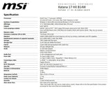 MSI Katana 17 HX B14WGK-084FR Dragon Station: Intel Core i7 14650HX - 32GB DDR5 - SSD 1TB NVMe PCIe - Nvidia RTX5070 8GB GDDR7 (TGP 105W) - 17,3" Full HD 144Hz - Windows 11 Familia