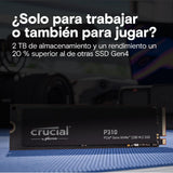 Crucial P310 SSD 2TB PCIe Gen4 NVMe M.2 2280 SSD Interno Gaming, Disco Duro SSD, hasta 7.100 MB/s, Compatible con Ordenador Portátil y de Sobremesa - CT2000P310SSD801 (Edición Acronis)