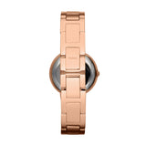 Fossil Virginia Reloj para mujer, movimiento de cuarzo con correa de acero o piel, Tono oro rosa y blanco con purpurina, 30MM