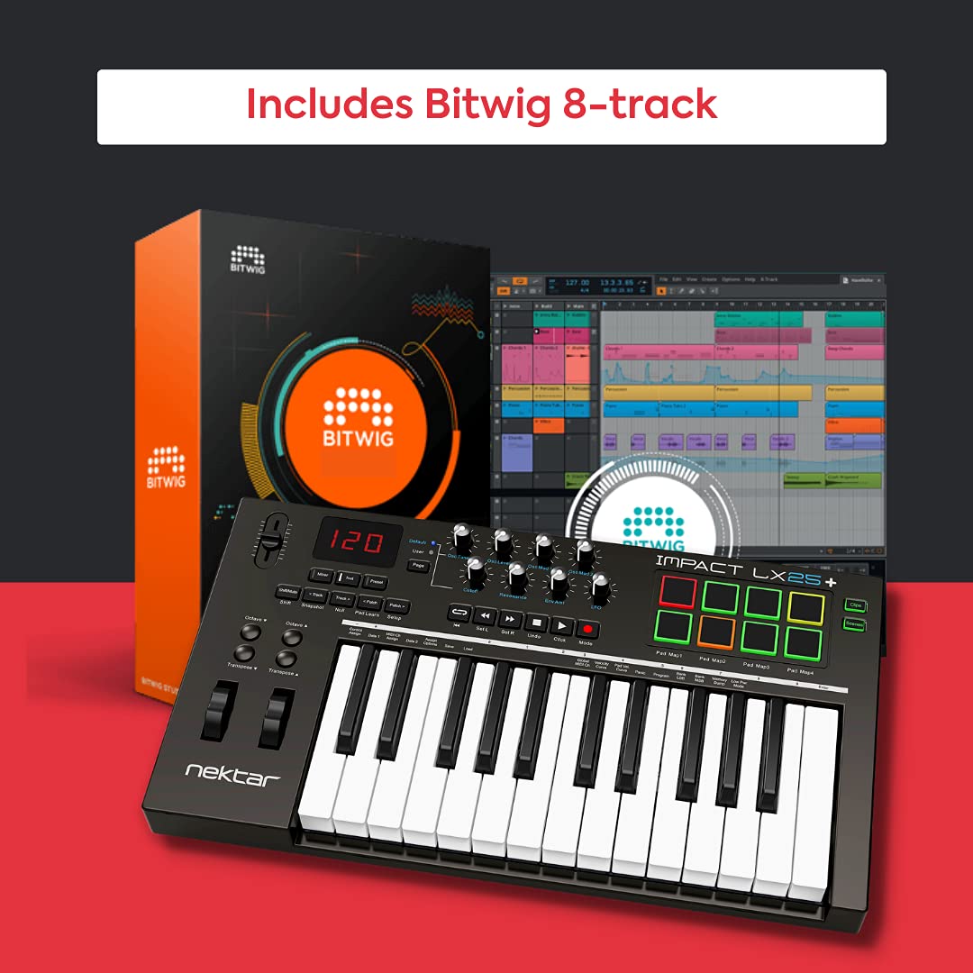 Nektar Impact LX 25+ - Teclado controlador USB midi de estudio | LX-25 Plus