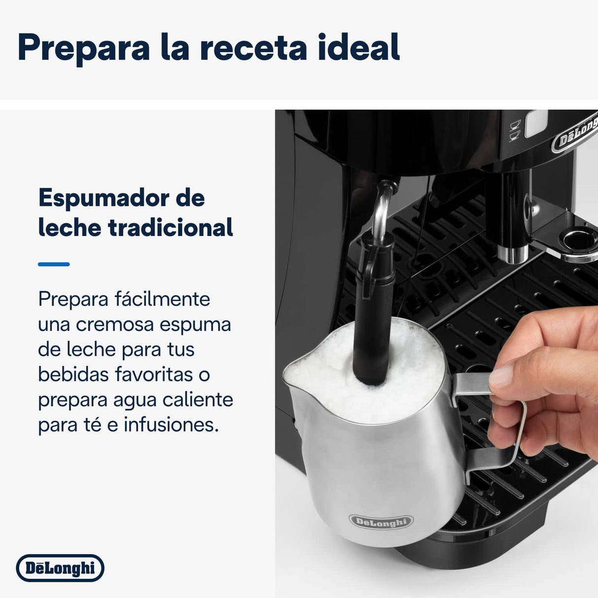 De'Longhi Magnifica S ECAM11.112.B, Cafetera Superautomática con Boquilla para Leche, Cafetera Espresso del Grano a la Taza con 2 Recetas One-Touch, Panel de Control Soft-Touch, 1450W, Negro