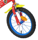 Vélo ATLAS 16 Bicicleta Infantil Pulgadas, Pat, Equipada con 2 Frenos, bidón/portabidón Guardabarros, Placa Frontal, estabilizadores extraíbles + Casco Patrulla Canina Incluido, Niños, Rojo