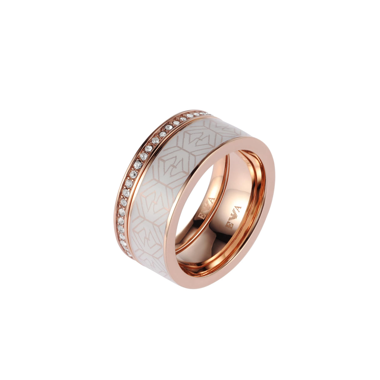 Emporio Armani Anillo Para Mujer, Tamaño Anillo Grande: 21X6X2mm Anillo Tamaño Pequeño: 21X2X2mm Anillo Acero Inoxidable Oro Rosa, EGS2830221