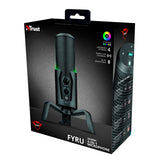 Trust Gaming GXT 258 Fyru Micrófono Gaming USB 4 en 1, Micro con Luces LED, 4 Patrones de Grabación, Micrófono PC para Podcasts, Vlogs, Streaming, Youtube, Twitch, PS4, PS5 - Negro