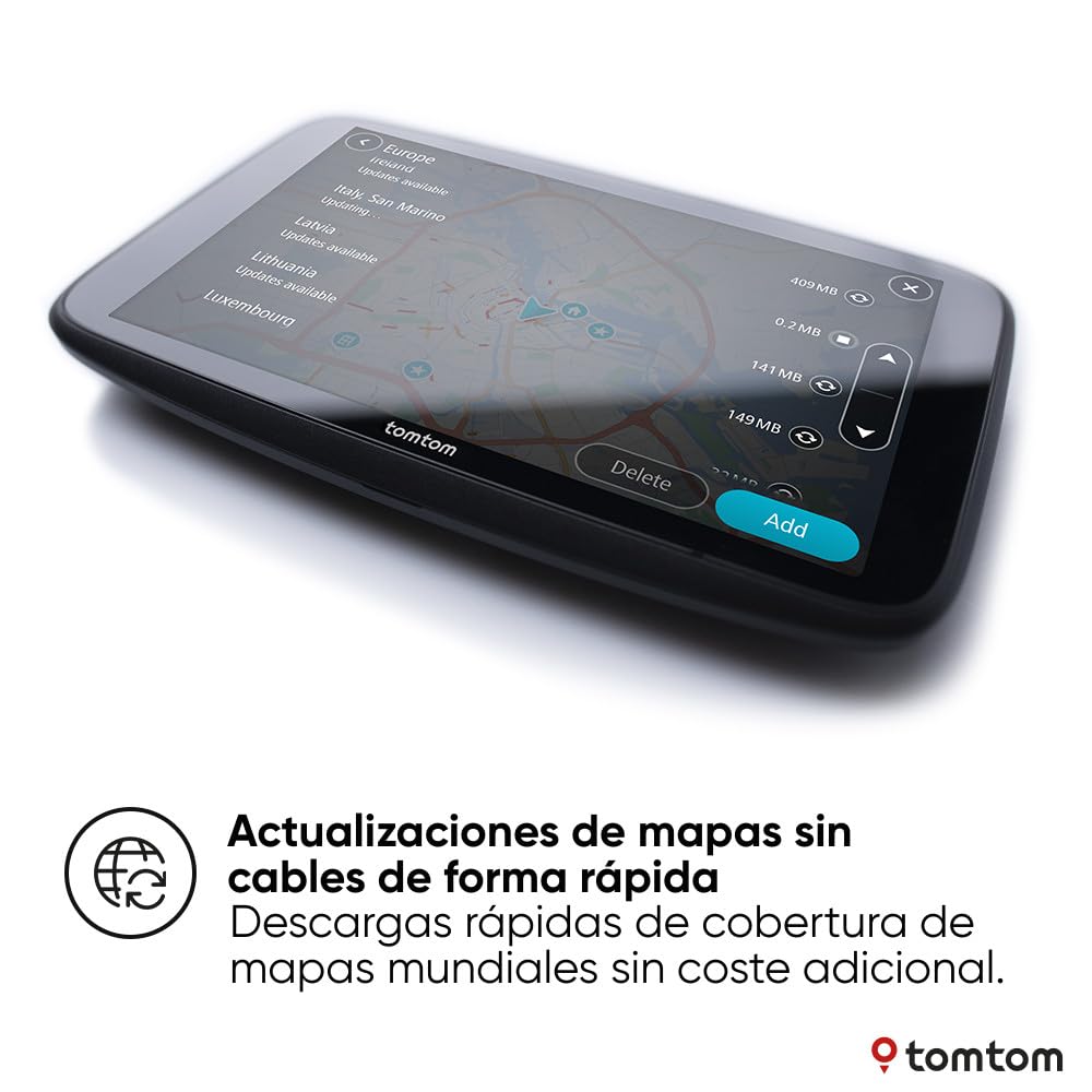 TomTom GPS para Coche Go Superior (7 Pulgadas, Estado del tráfico y alertas de radares Gracias a TomTom Traffic, mapas del Mundo, actualizaciones rápidas Mediante WiFi, Precio del Combustible)