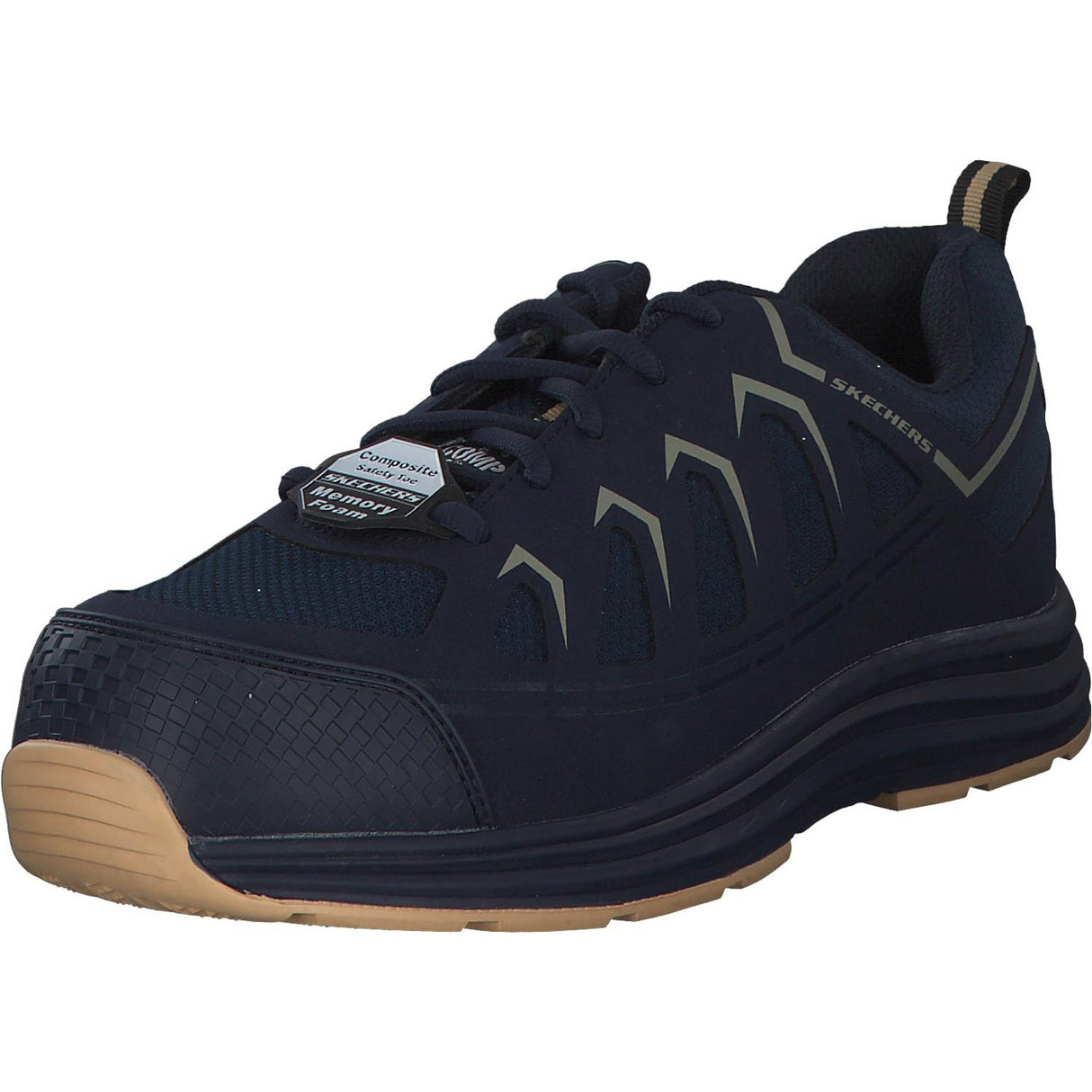 Skechers Malad II, Zapatos de construcción Hombre, Navy/Tan Textile/Synthetic, 41 EU