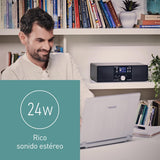 Panasonic SC-DM202EG-K Sistema Estéreo Micro Hi-Fi Compacto con CD, Radio Dab+/FM, USB y Bluetooth, Altavoces de 24 W, Control Remoto, Pantalla LCD TFT de 2,4", Ajustes de Ecualización, Negro.