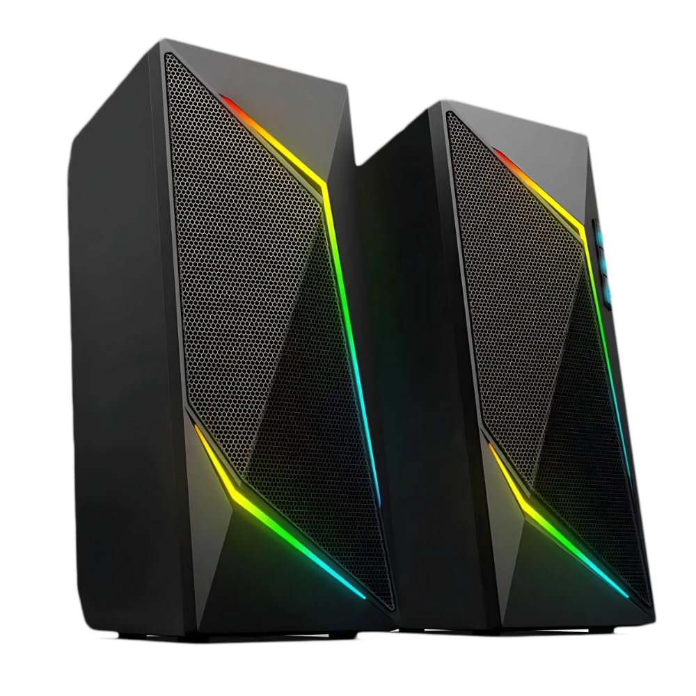 BERSERKER Altavoz Gaming RGB 2.0, 6W RMS, Iluminación LED, Conexión USB y Jack 3.5mm, Negro