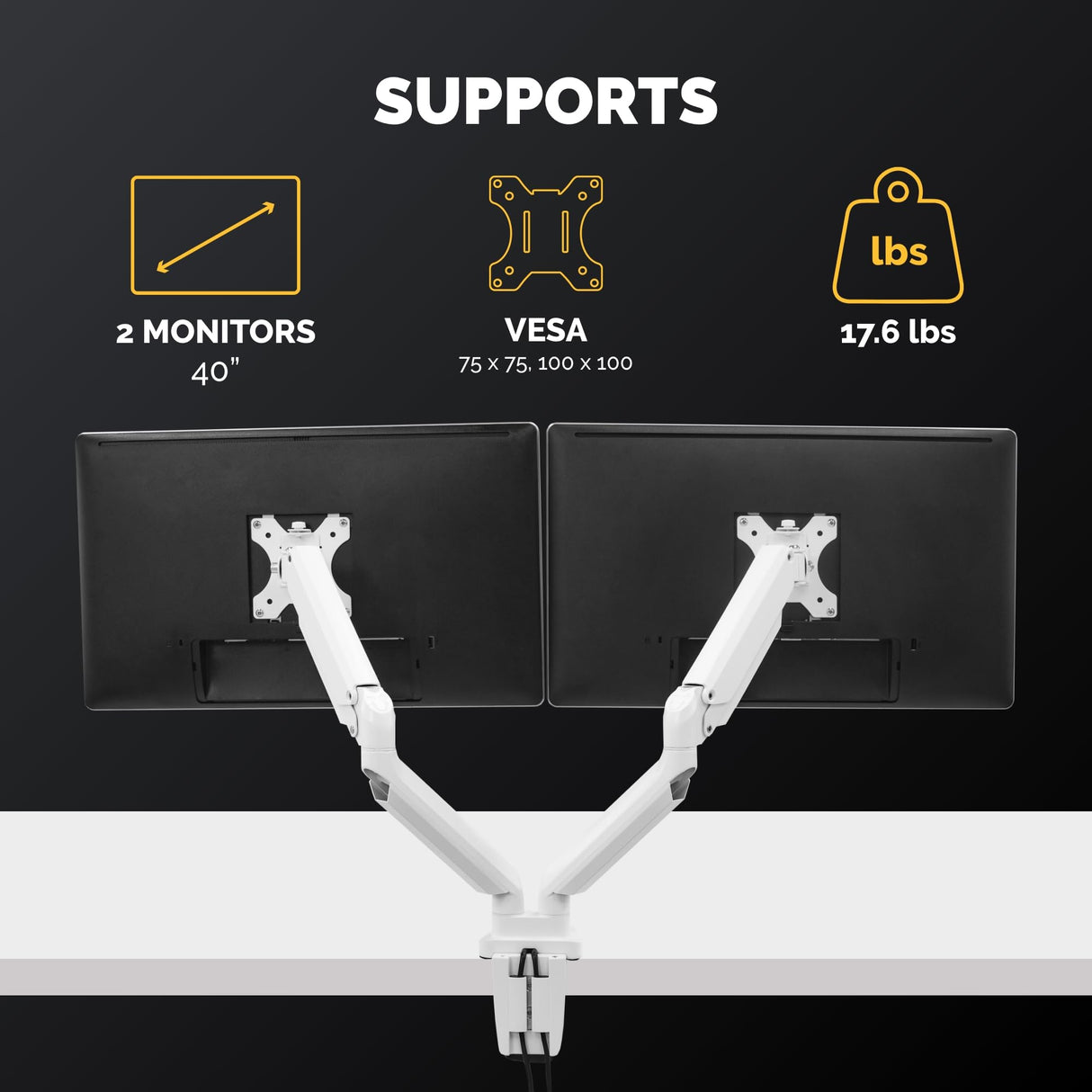 Fellowes Brazo para Monitor Doble Platinum Series - Soporte para Monitor Ajustable, con Funciones de inclinación, Giro y rotación y con 2 Puertos USB - Tamaño máximo del Monitor 32" - Blanco