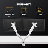 Fellowes Brazo para Monitor Doble Platinum Series - Soporte para Monitor Ajustable, con Funciones de inclinación, Giro y rotación y con 2 Puertos USB - Tamaño máximo del Monitor 32" - Blanco