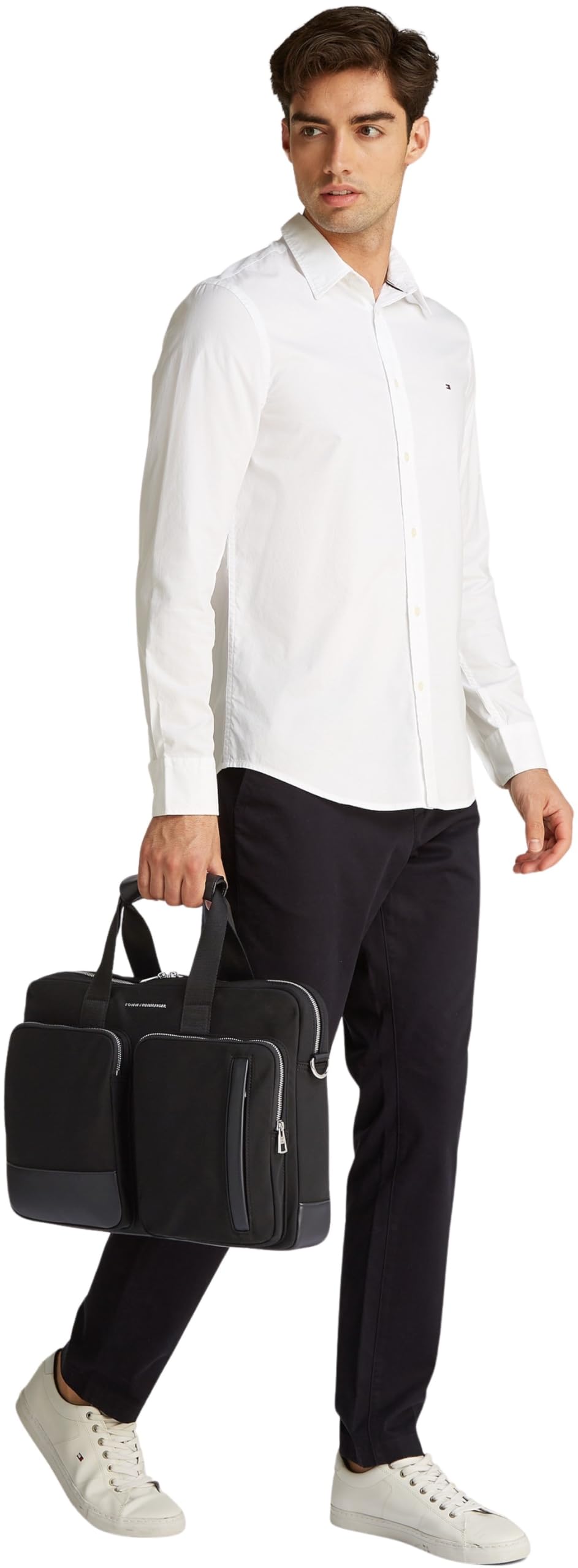 Tommy Hilfiger Maletín para portátil Hombre Business Nylon con bolsillo exterior, Negro (Black), Talla Única