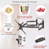 Barkan Soporte de Pared para TV de 104 cm de Largo, Brazo Doble de 13 a 90 Pulgadas, Giratorio/Movimiento Completo, Soporte para TV, soporta hasta 60 kg, Extra Estable, para LED OLED LCD, máx. VESA