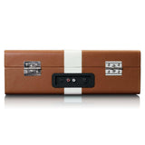 Classic Phono by Lenco TT-120 Tocadiscos - Tocadiscos con batería integrada - Bluetooth - 33, 45, 78 RPM - transmisión por correa - 2 altavoces - entrada auxiliar - salida RCA - 3,5 mm - marrón/blanco