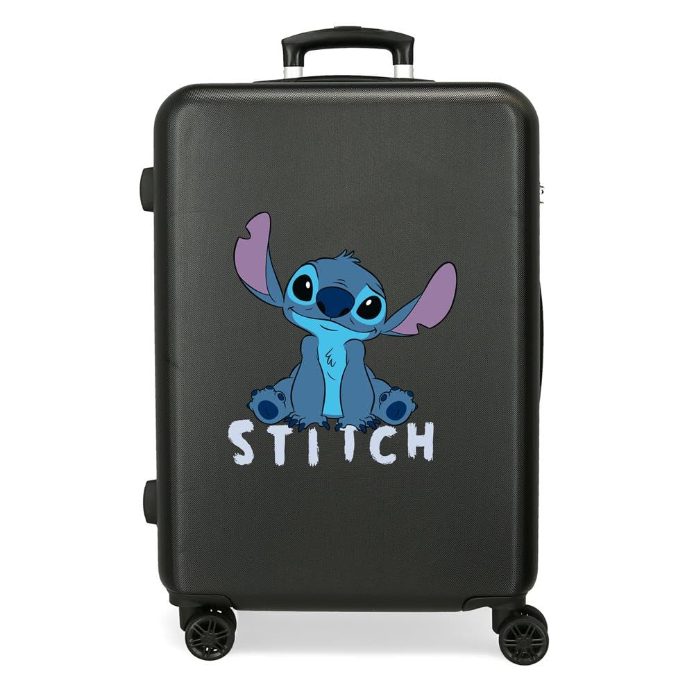 Disney Joumma Stitch Cute Maleta Mediana Negro 46x65x23 cms Rígida ABS Cierre de combinación Lateral 56L 3 kgs 4 Ruedas Dobles