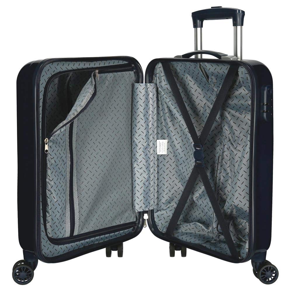 Disney Mickey Get Moving Maleta de cabina Azul 38x55x20 cms Rígida ABS Cierre de combinación lateral 34L 2 kgs 4 Ruedas dobles Equipaje de Mano