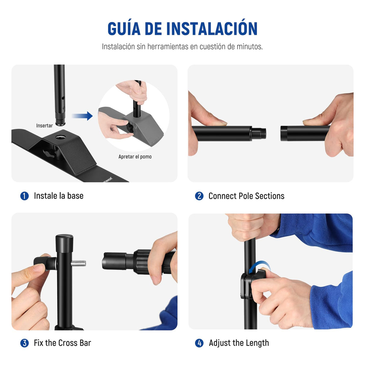 NEEWER Soporte de telón de fondo resistente con bases ampliadas, soporte de fondo de 10 x 8 pies con 4 barras transversales, 2 postes telescópicos, 4 clips de resorte y bolsa de transporte para sesión