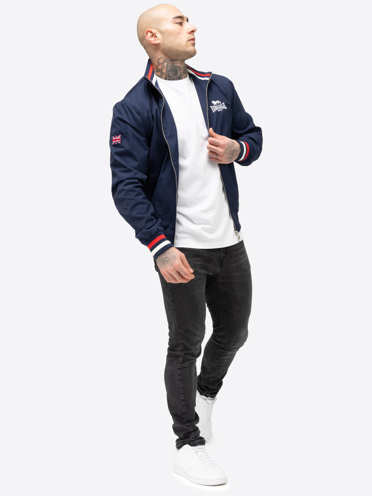 Lonsdale NEWDIGATE Chaqueta de transición, Azul Marino/Blanco/Rojo, XL Men's