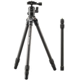 Trípode de viaje Cullmann Carvao 816TC en carbono (altura máxima de extensión 137 cm, tamaño de la caja 38 cm, peso 500 g)