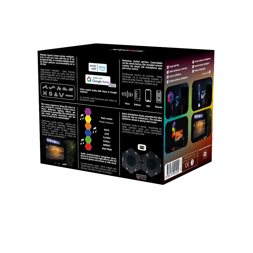Konix Drakkar Pack de iluminación LED gaming Inferno 13,2 x 15,1 cm - Iluminación RGBIC - Sincronización musical - Compatible con Alexa y Google Home