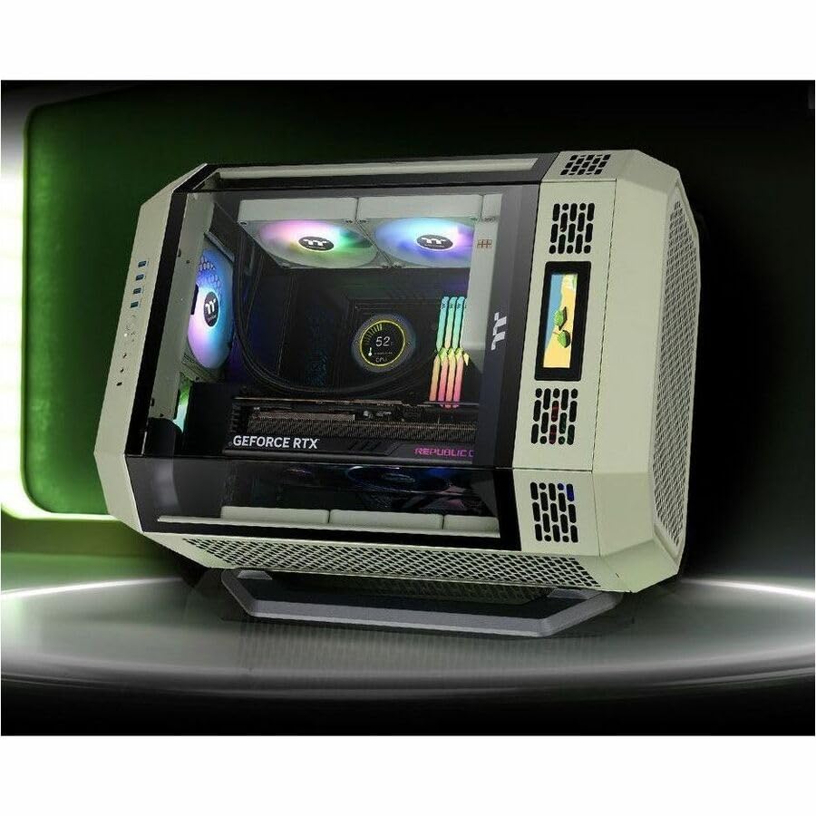 The Tower 600 Matcha Green Mid-Tower ATX Case; 3 Paneles de Vidrio Templado; Soporte de Placa Base de Conector Oculto; Ranuras PCI-e rotacionales; CA-1Z1-00MEWN-00; 3 años de garantía